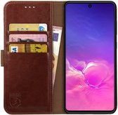 Rosso Element Book Case Wallet Hoesje Geschikt voor Samsung Galaxy S10 Lite | Portemonnee | 3 Pasjes | Magneetsluiting | Stand Functie | Bruin