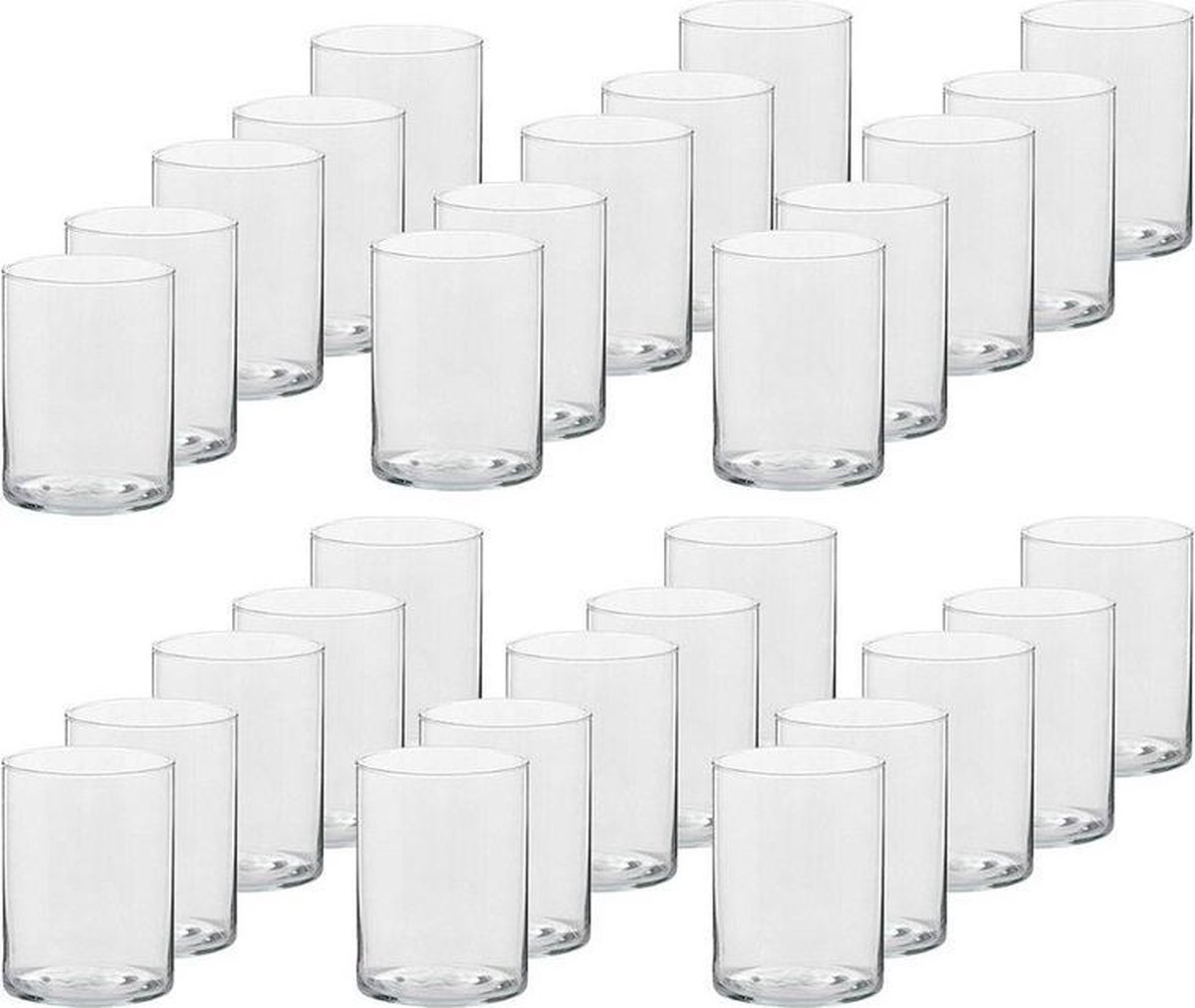 Trend Candles Theelichthouder - 30x - transparant - glas - hoog model - 5,5 x 6,5 cm - Glazen kaarsenhouders - Woondecoraties