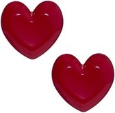 2x Rode hartvormige borden/schalen 36 cm - Valentijnsdag servies - Kunststof servies - Koken en tafelen