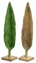 Zomer - Mango Wood Leaf On Stand 2 Keuzemogelijkheden Green 15x15x64cm