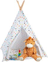 Relaxdays tipi tent kinderen - wigwam speeltent - indianentent - speeltent kind - wit