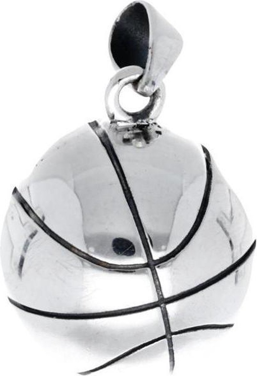 Zilveren Basketbal XL kettinghanger