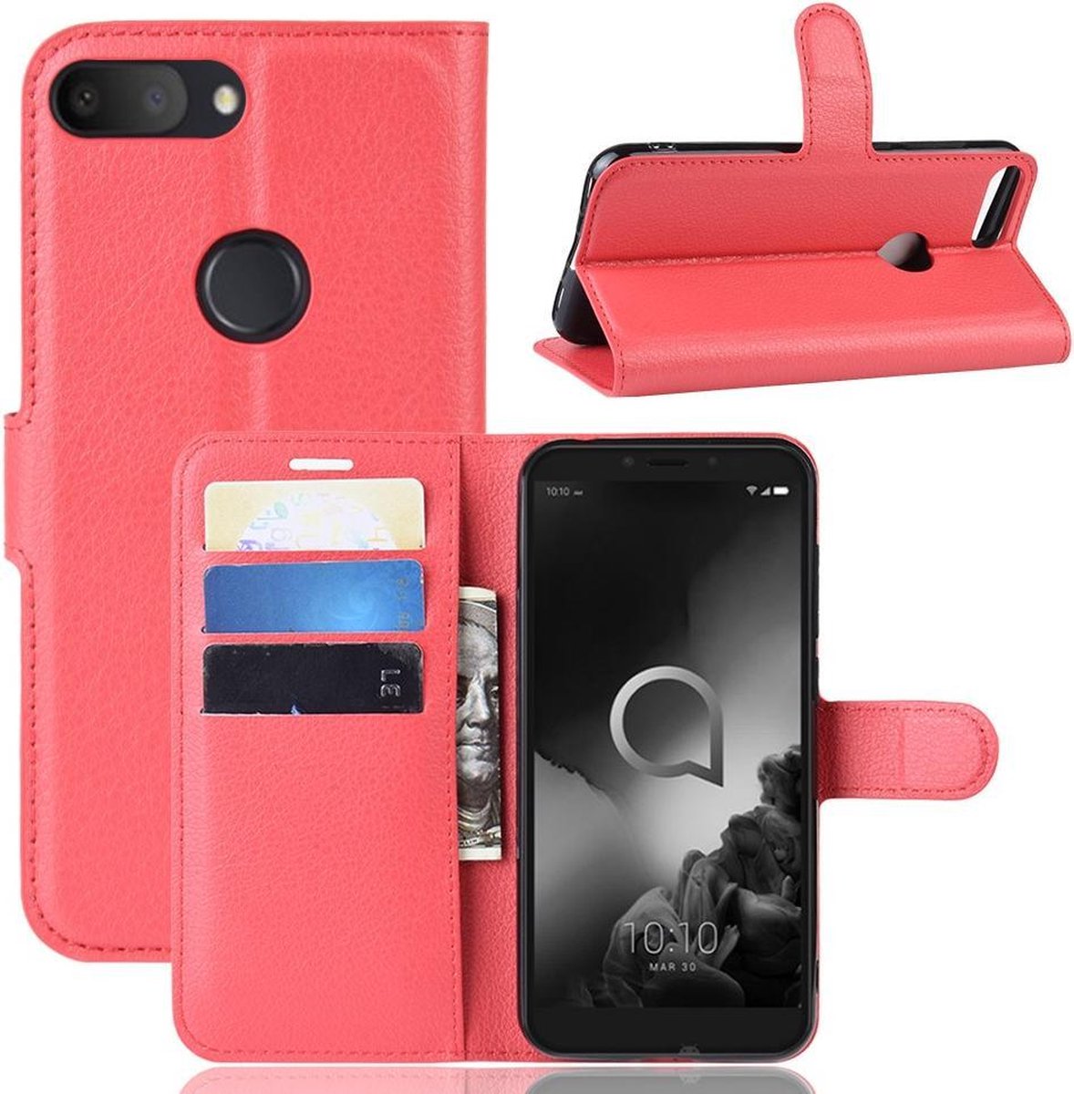 Book Case - Geschikt voor Alcatel 1S (2019) Hoesje - Rood