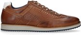 Manfield - Heren - Leren cognac sneakers - Maat 42