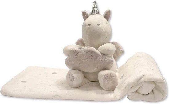 Couverture Pour Bebe Snuggle Avec Peluche Licorne Blanc Ensemble 2 Pieces Bol Com