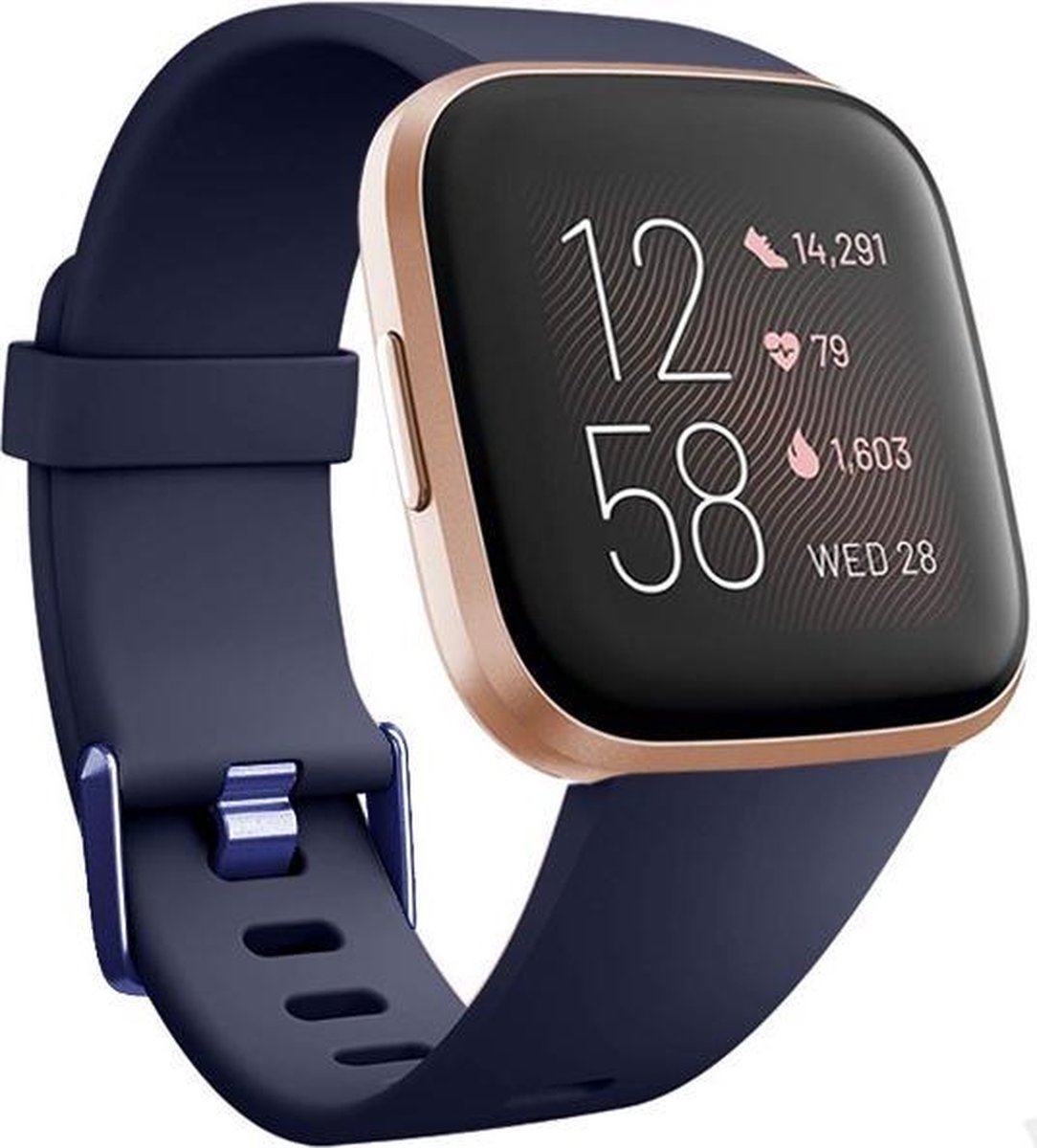 Fitbit Versa silicone band (donkerblauw) - Afmetingen: Maat S