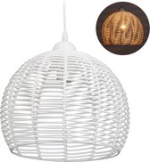 Relaxdays rotan hanglamp - wit - plafondlamp - eettafel lamp - lamp - verstelbaar - E27