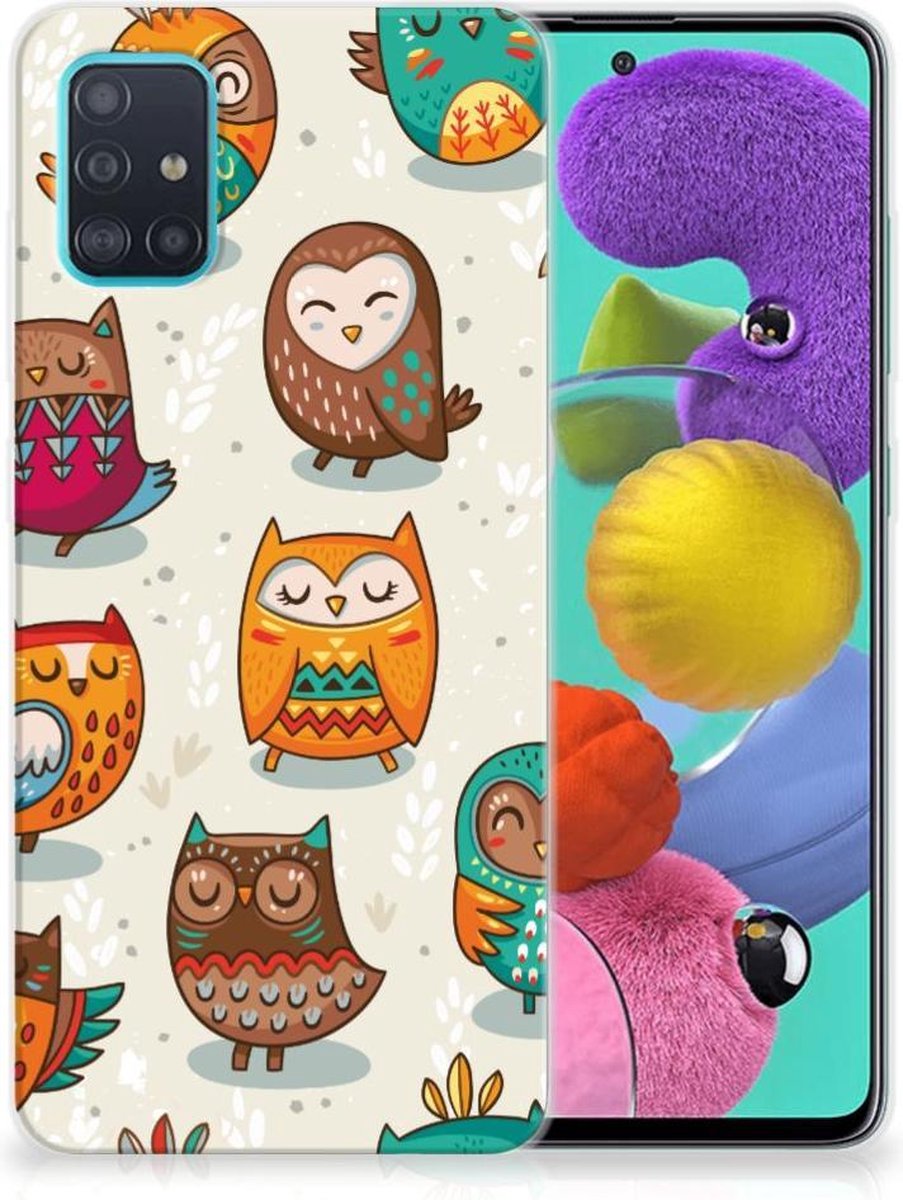Samsung Galaxy A51 TPU Hoesje Vrolijke Uilen