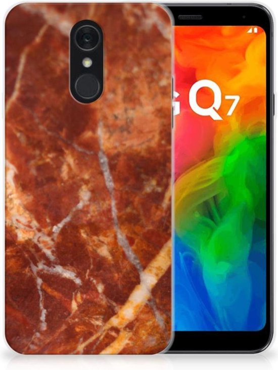 TPU Siliconen Hoesje LG Q7 Marmer Bruin