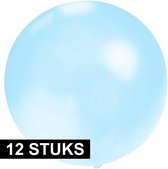 12x Grote ballonnen 60 cm baby blauw - Geschikt voor lucht of helium - Feest/Verjaardag/Geboorte artikelen