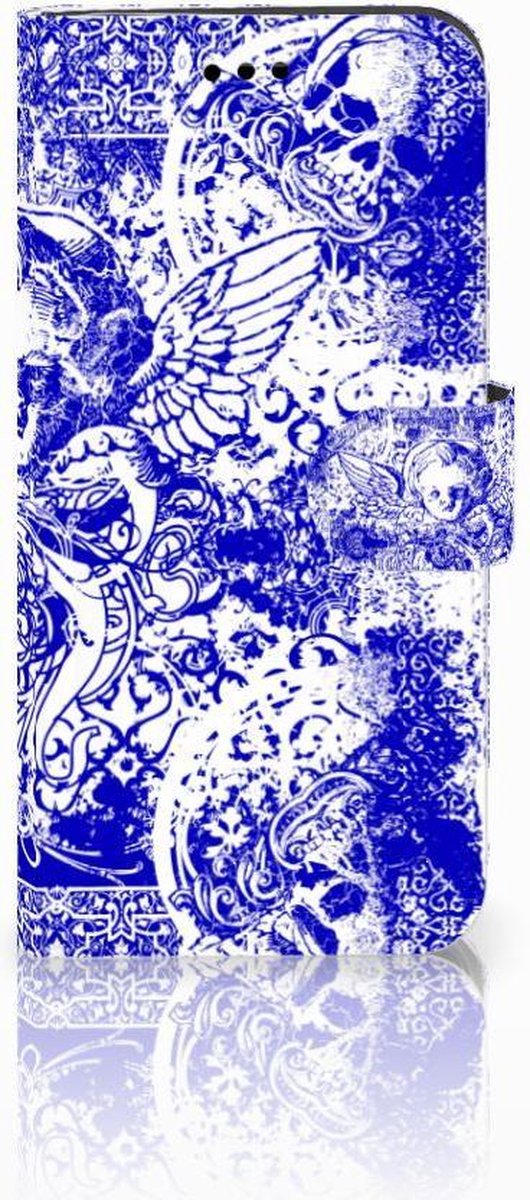 Telefoonhoesje met Naam Huawei P10 Lite Angel Skull Blauw