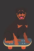 Rottweiler Dog Skateboarding Notebook Journal