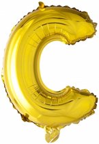 Folie Ballon Letter C Goud 41cm met rietje