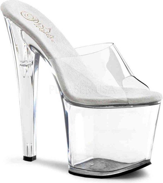 Zwarte paaldans schoenen met hele hoge plateau en glitters | Silhouette