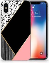 TPU Hoesje Geschikt voor iPhoneX | Xs Black Pink Shapes