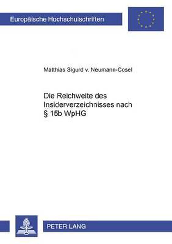 Die Reichweite des Insiderverzeichnisses nach § 15b WpHG - cover