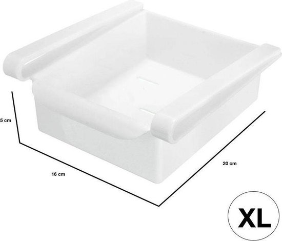Koelkast organizer XL - Koelkast bakje - 20x16x5cm - Wit - DisQounts