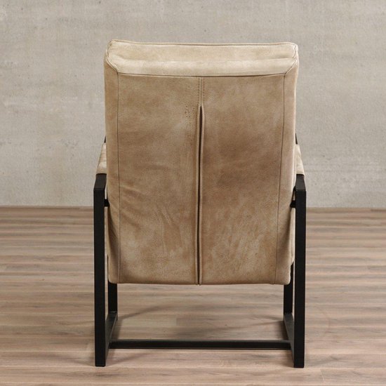 Leren fauteuil square, bruin leer, bruine stoel | bol.com