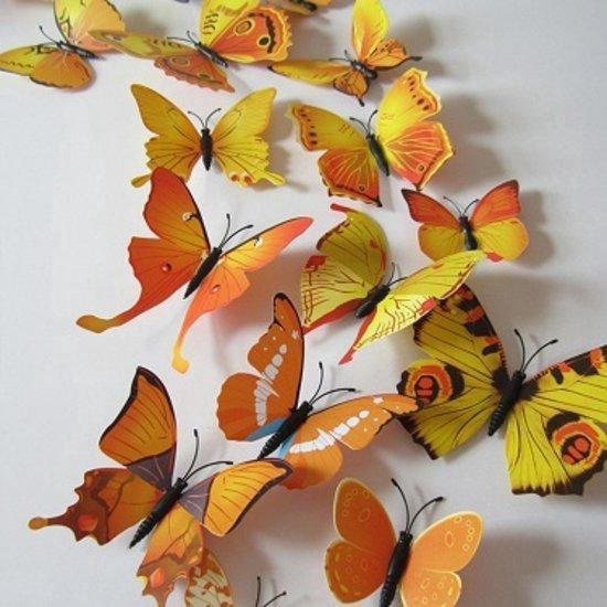 Australische persoon bellen erts 3D Vlinders Muur Sticker / Muurdecoratie - Kinderkamer & Babykamer - Geel |  bol.com