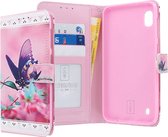 Samsung Galaxy A10 Bookcase hoesje - CaseBoutique - Vlinders Roze - Kunstleer