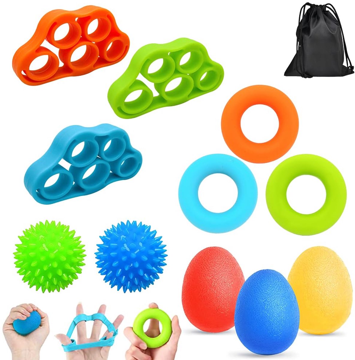 11 Stuks Vingertrainer Handtrainer Ballen Set - Voor Hand- en Vingertraining