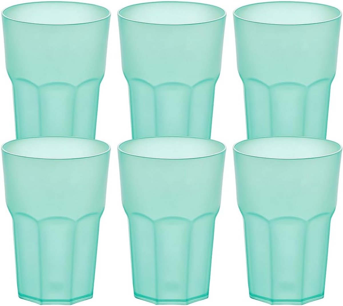 GLASSY CUP® 6x 480 ml groen transparant - onbreekbare kunststof bekers in glaslook - ShopVlot