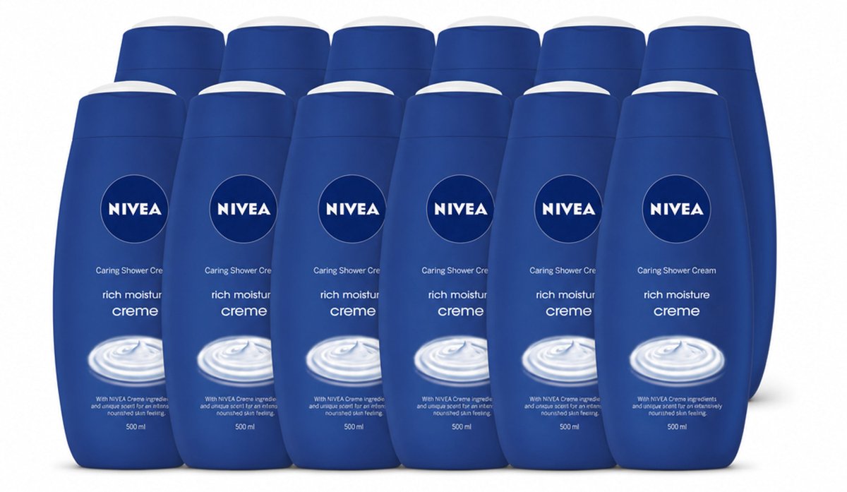 12 x NIVEA - Douchecrème - Rijke Hydratatie - Voedend Huidgevoel - 500 ml - Voordeelverpakking - 12 stuks