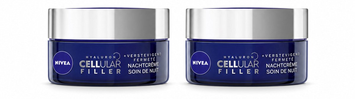 2 x NIVEA - Nachtcrème - CELLular Expert Filler Anti-Veroudering - Voor alle huidtypes - Met Hyaluronzuur & Foliumzuur - Anti-Rimpel & Hydraterend - 50 ml - Bulkverpakking - 2 stuks