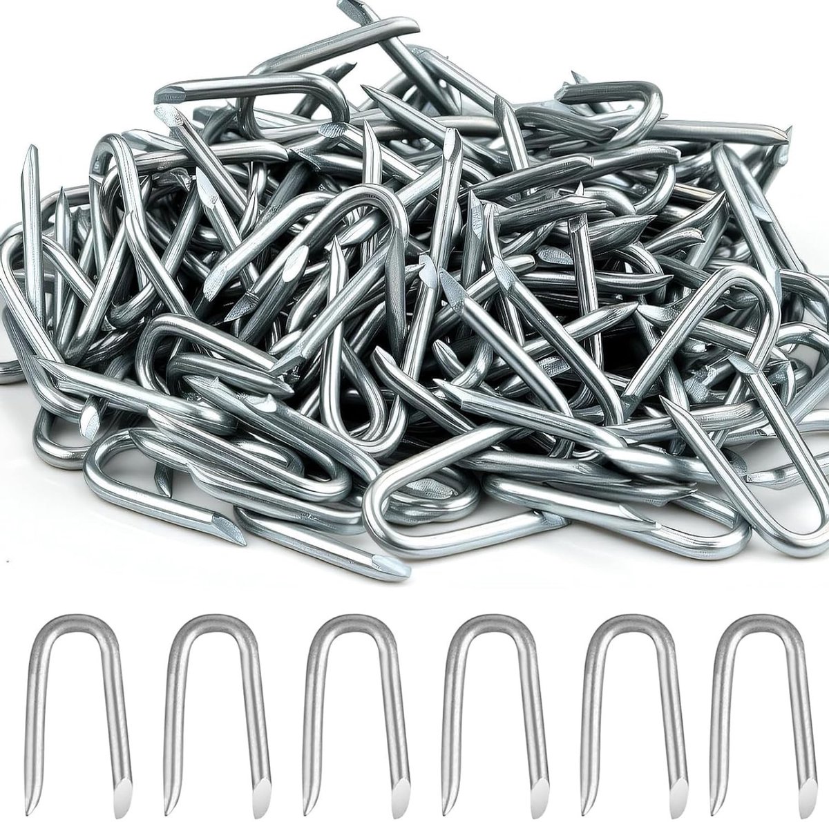 Set van 100 U-vormige spijkers - U-staples voor veilige tuinhekken, onkruidbestrijdingsdoek en draadgaasinstallatie (20 x 13mm)