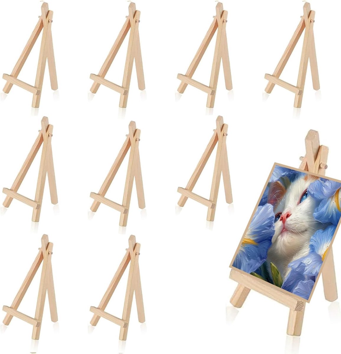 10 Stuks Houten Mini Easel Stand - Kleine Easel voor Schilderen, Kaartdisplay en Creatieve Projecten, Perfect voor Kunst en Bruiloften