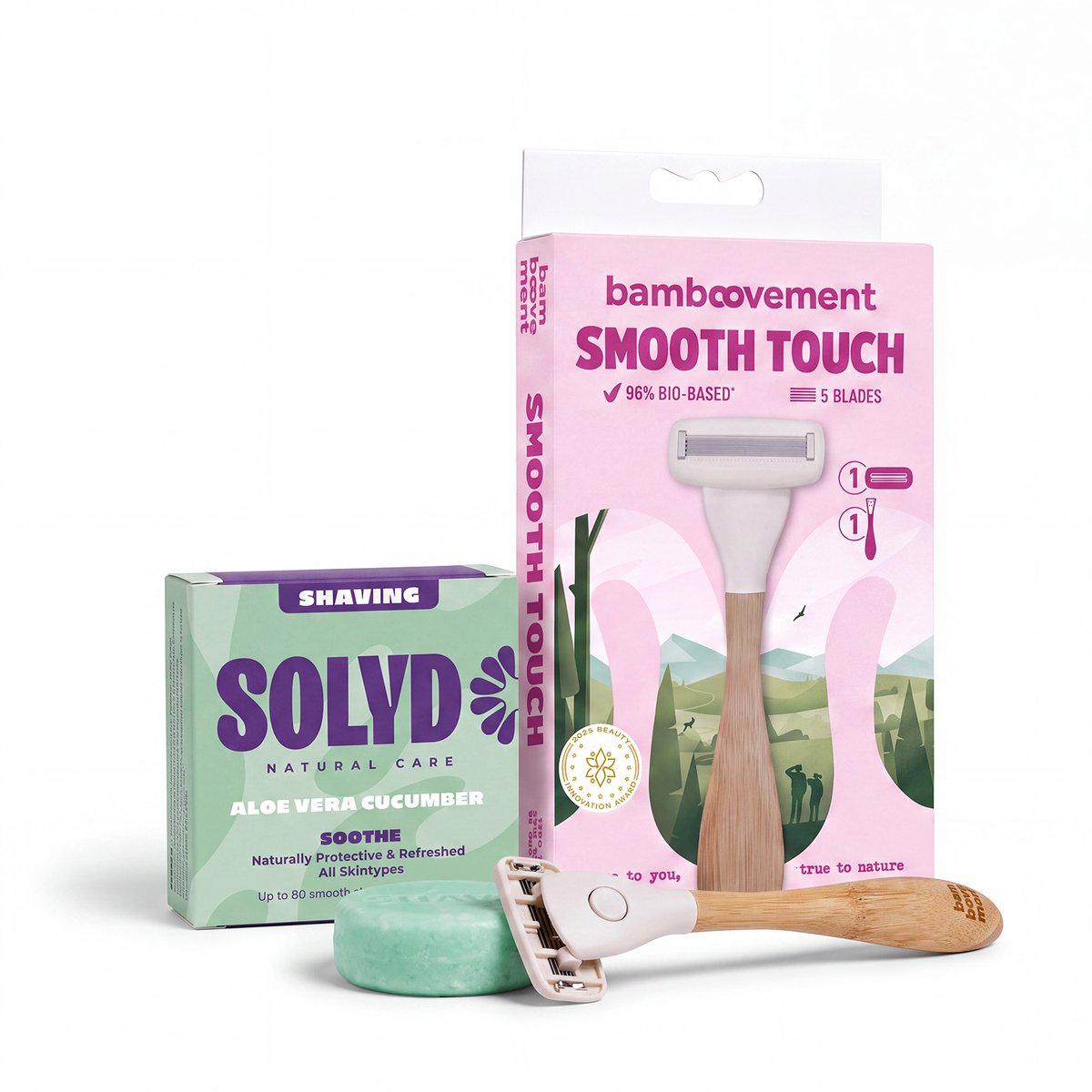 Bamboovement Smooth Touch Scheermes + Shaving Bar Dames | 5 Zweedse Mesjes