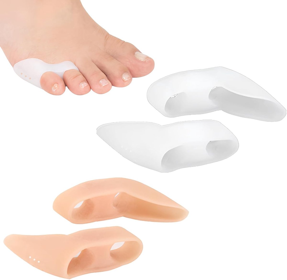 Kleine teenseparators voor een betere teenuitlijning, 4 paar in 2 kleuren, ideaal voor teencorrectie en comfort