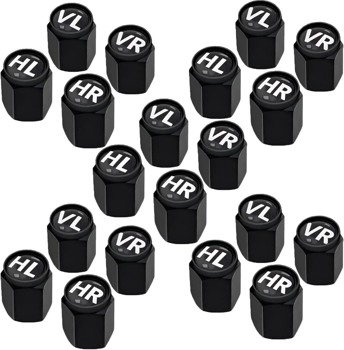 20 stuks autoventieldoppen met logo, aluminium ventieldoppen met afdichtring voor winter- en zomerbanden, geschikt voor auto's, SUV's en motorfietsen (zwart)