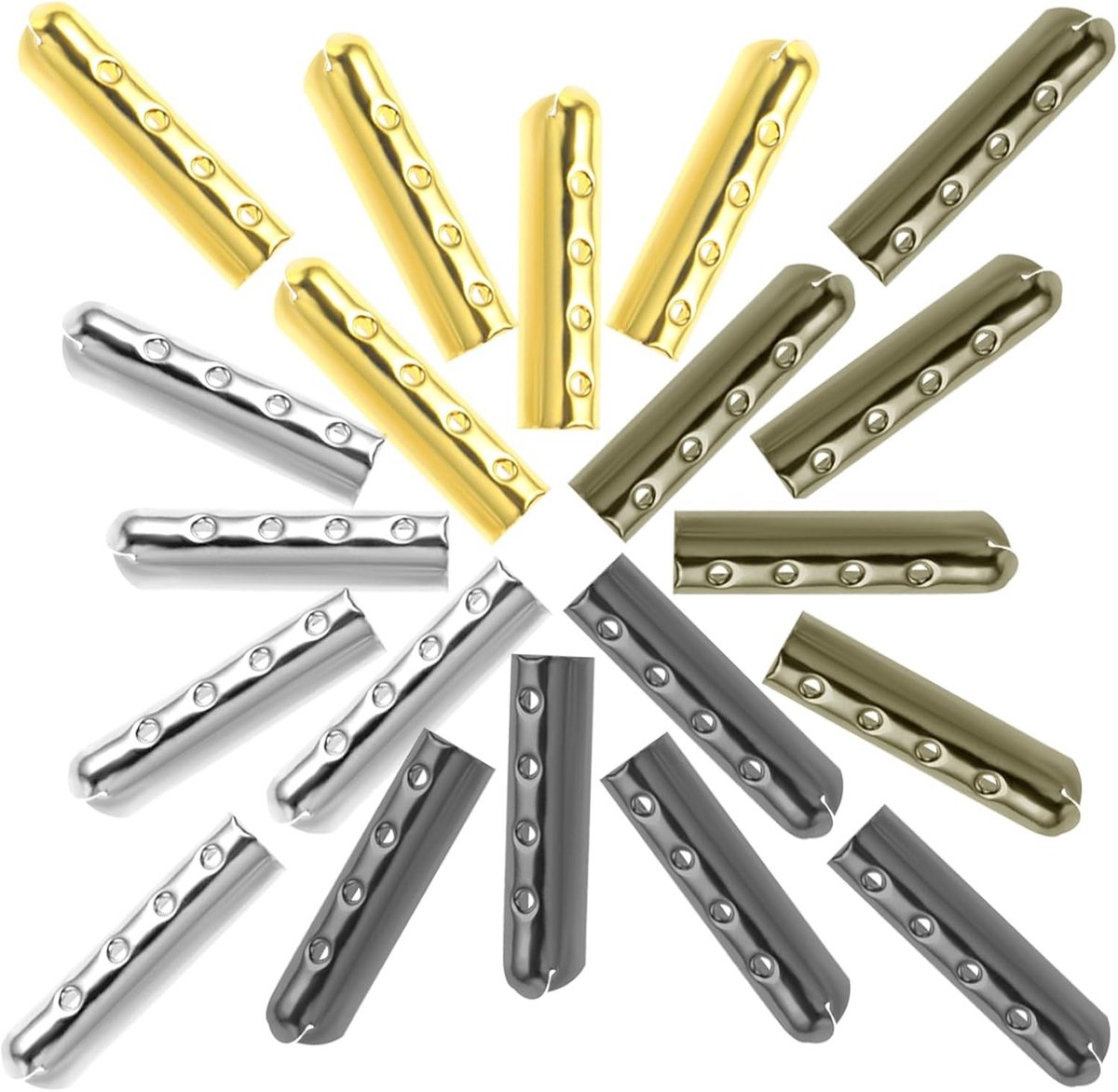 Diverse metalen aglets voor veters, vervangende uiteinden voor sneakers, hoodies en broeken - 100 stuks