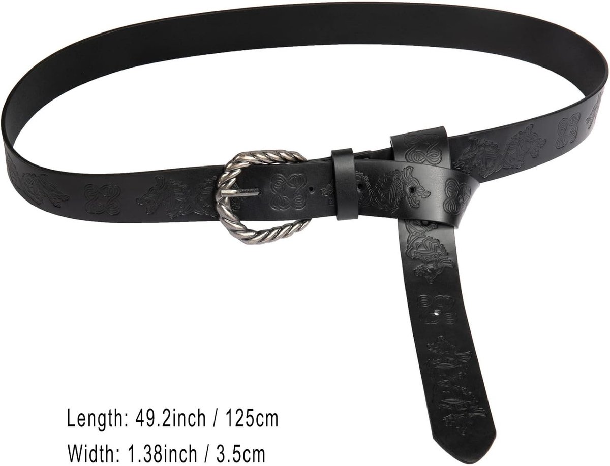 Renaissance en Middeleeuwse Faux Leren Riem met Drakenpatroon, Vintage Cosplay Accessoires voor Mannen en Vrouwen