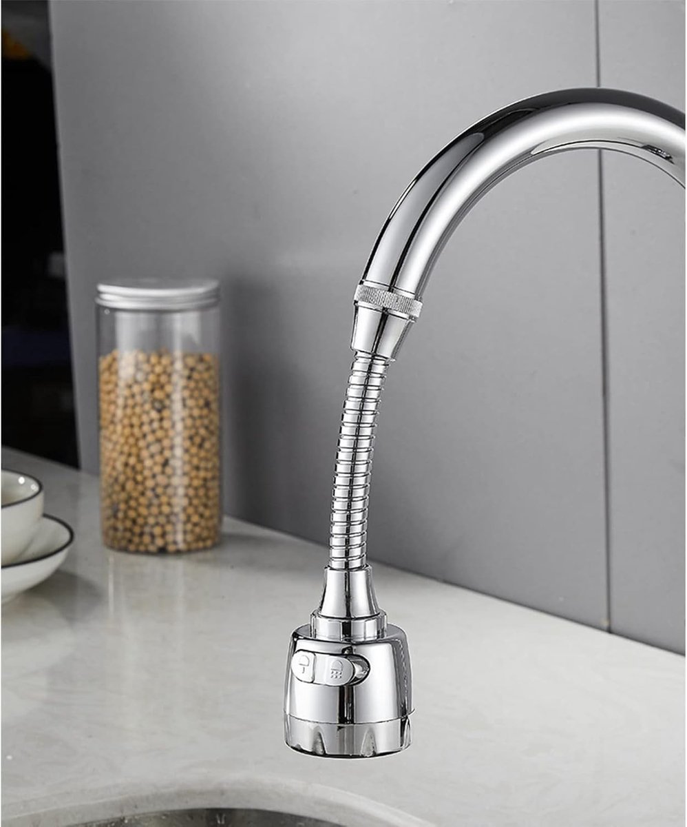 Flexibele Sprinkler met 360° Rotatie en RVS Strainer voor Tuinslangen - 2 Stuks Water Tap Aerator met Verlengstuk en Spuitkop