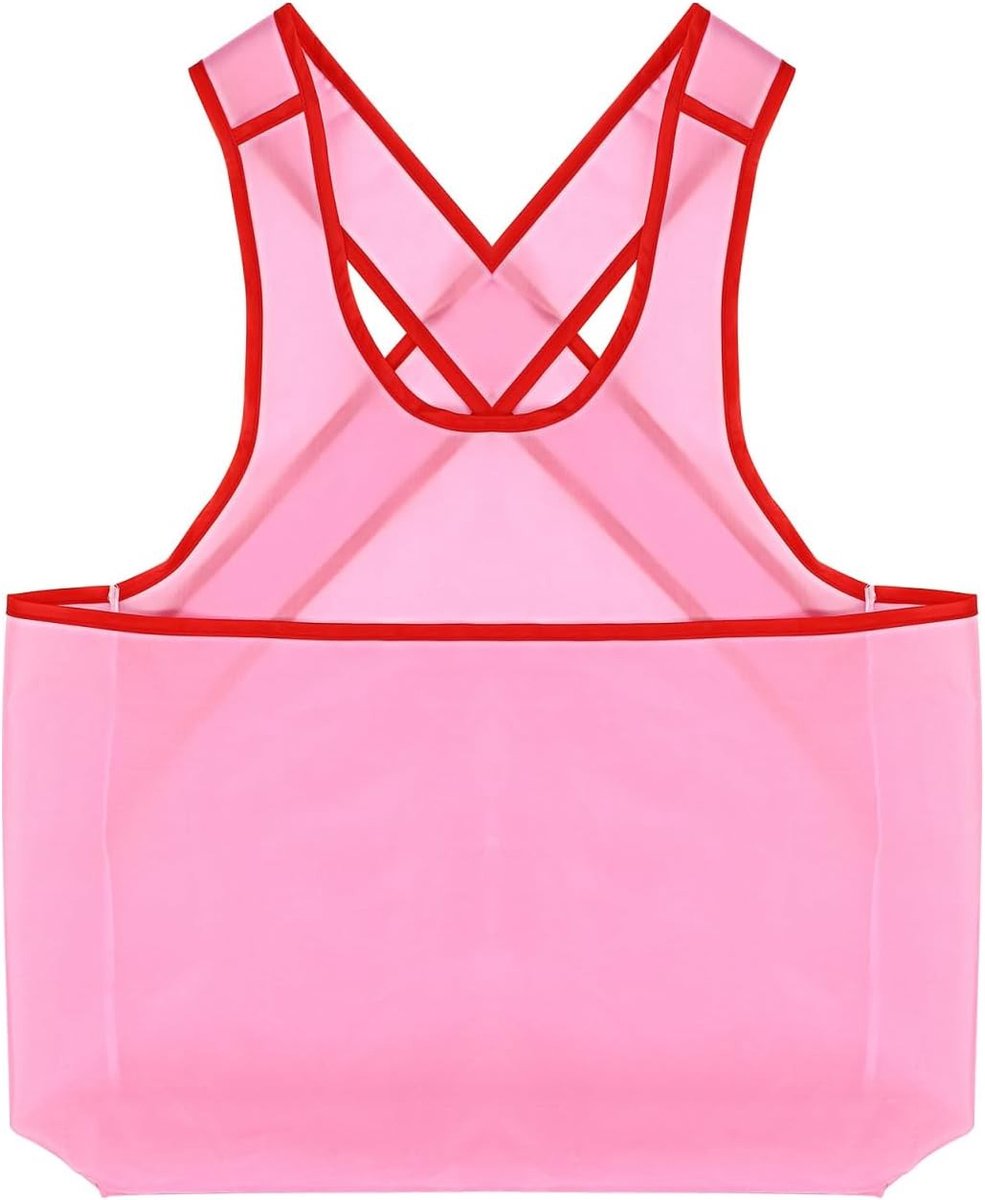 Kookschort voor de Keuken met Opbergzakken, Multifunctioneel Schort van Oxford Katoen, Roze, 79x55cm