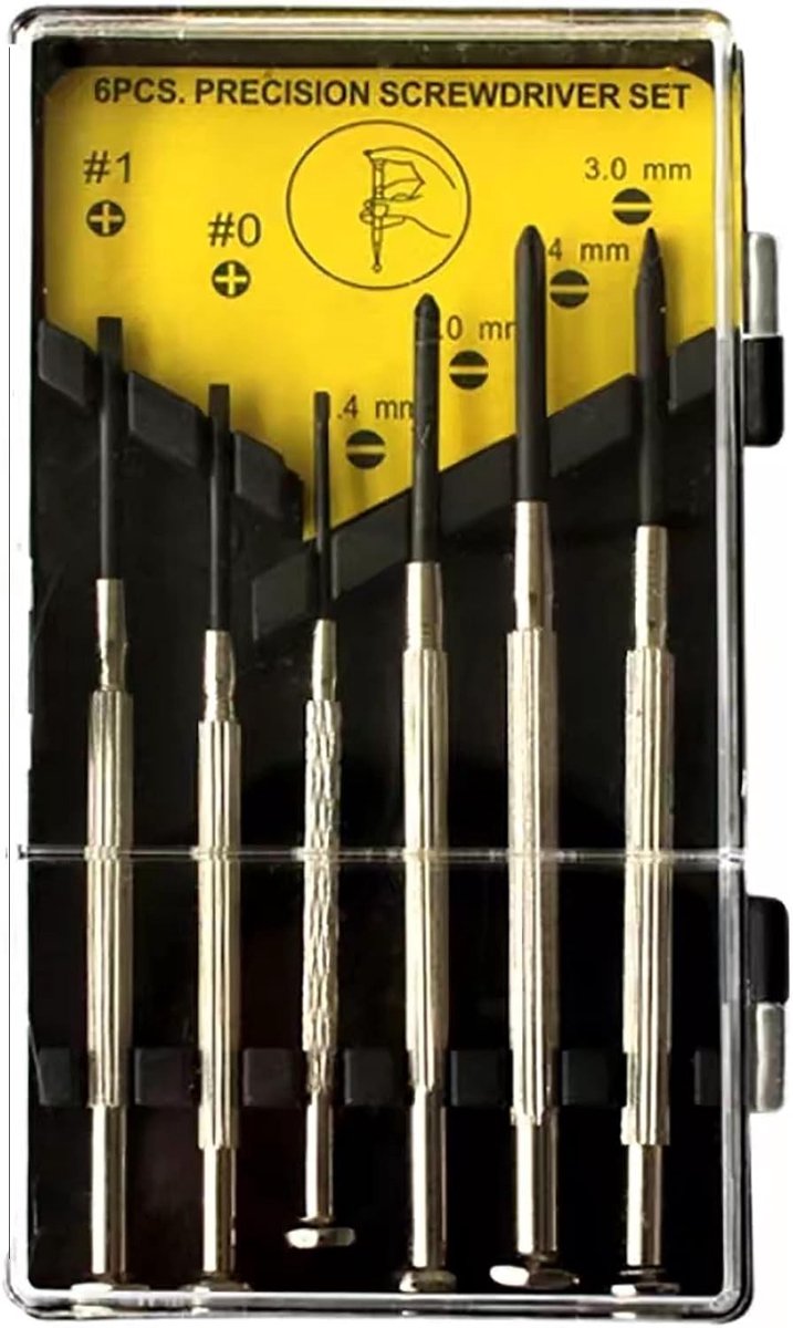 Mini Schroevendraaier Set van 6 Stuks - Precisie Gereedschap voor Horloge, Laptop en Bril Reparatie, Ideaal voor Kleine Klussen