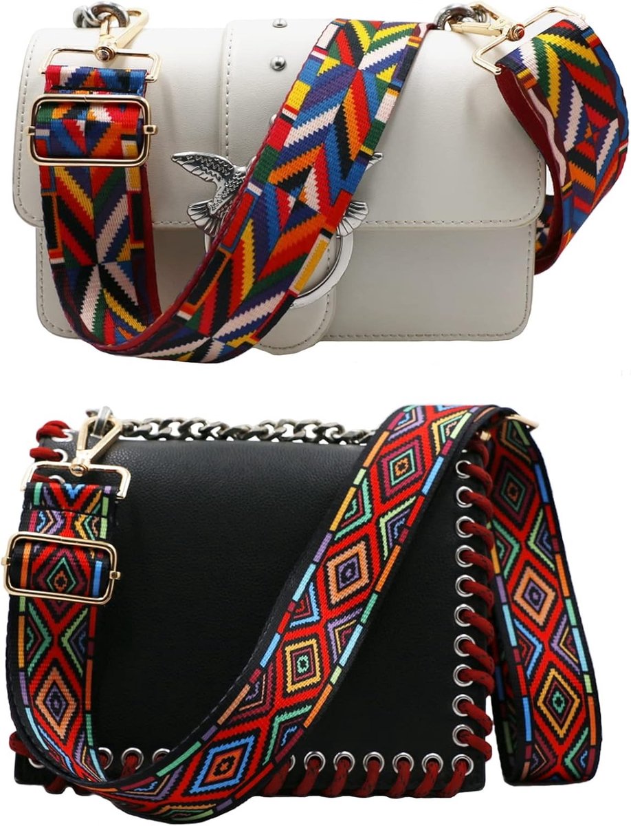 Boho Verstelbare Schouderband voor Tassen - Brede 3.8cm, Draagriem 74-134cm, Carabiner Inclusief voor Handtassen en Schoudertassen