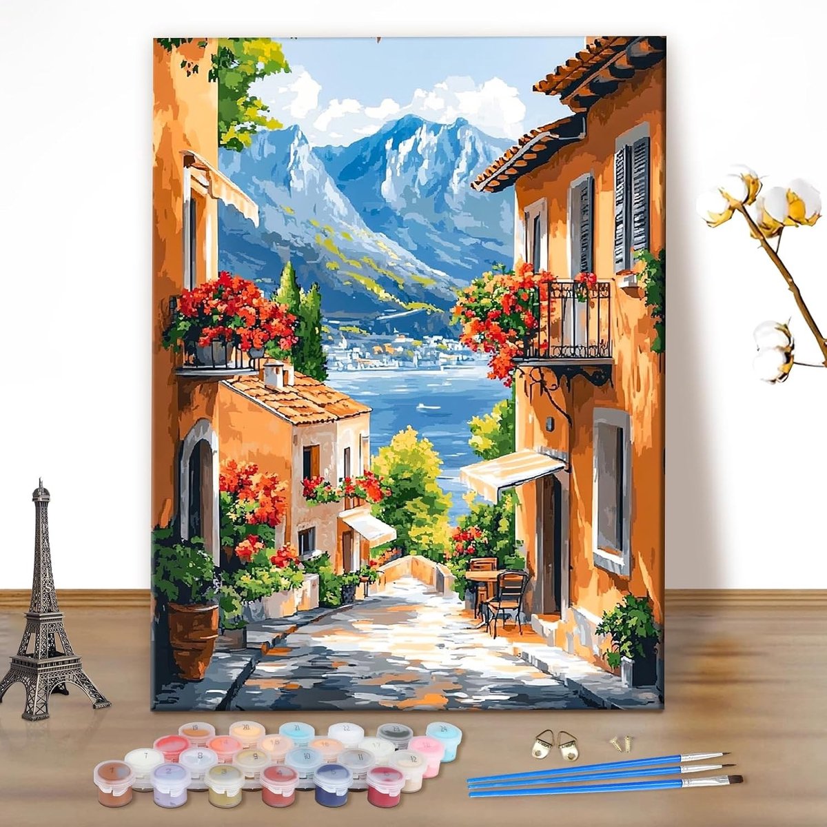 DIY Schilderen op Nummer voor Volwassenen - Landschap en Tuin Schilderkits, Creatieve Kunst en Ambachten voor Beginners, Muurdecoratie 40x50cm (Zonder Lijst)