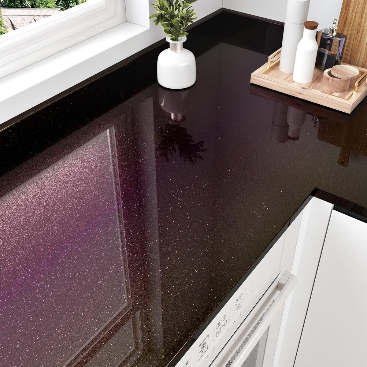 Paarse vinylbehang voor woonkamer, keuken en badkamer - Zelfklevend, waterdicht, ideaal voor meubels en keukenkasten - Rol van 40cm x 300cm