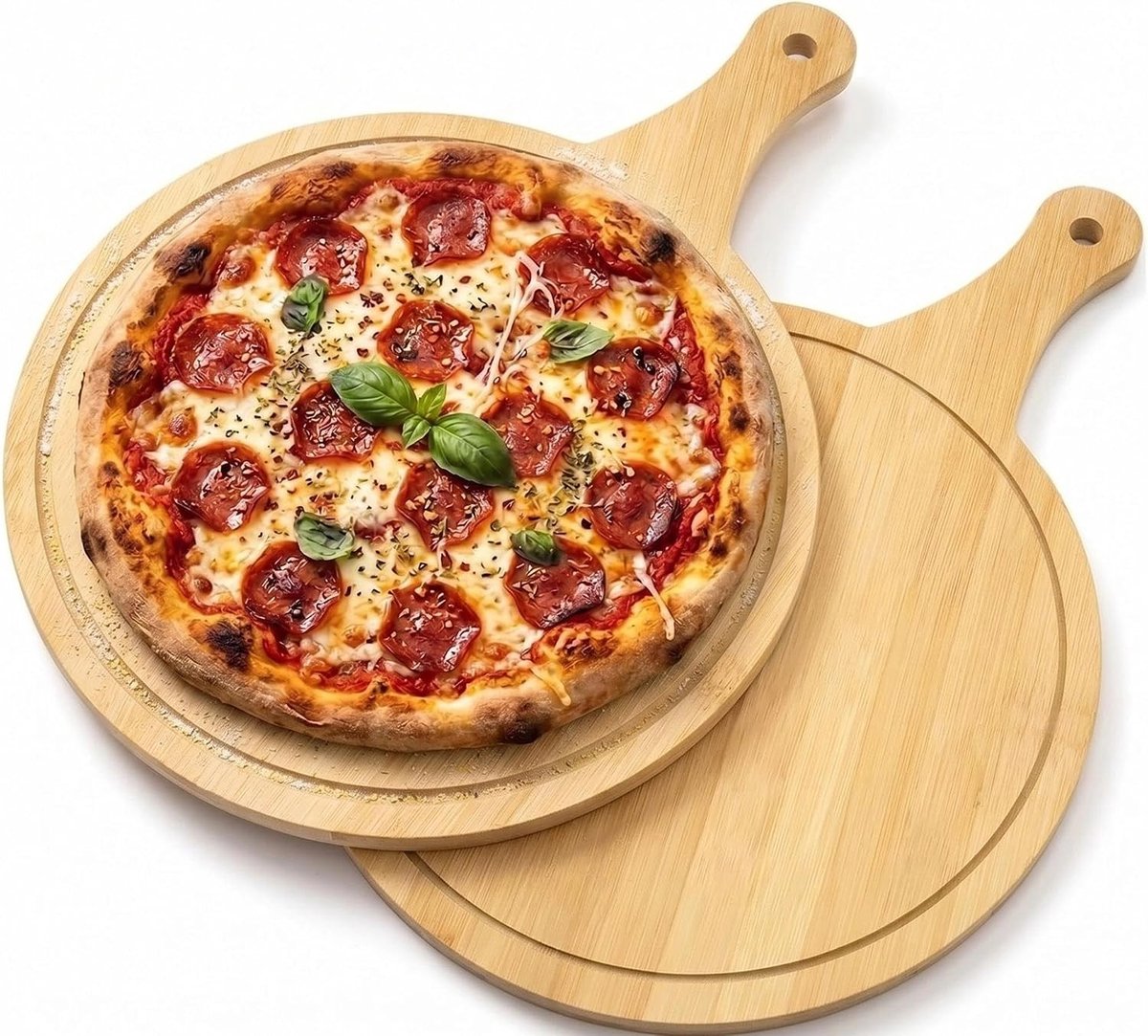Ronde pizza schaal met handvat, set van 2, 30 cm, ideaal voor het serveren van pizza's, taarten en snacks