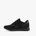 Zwarte Jana sneaker met veters, ritssluiting, glanzende en strass details.