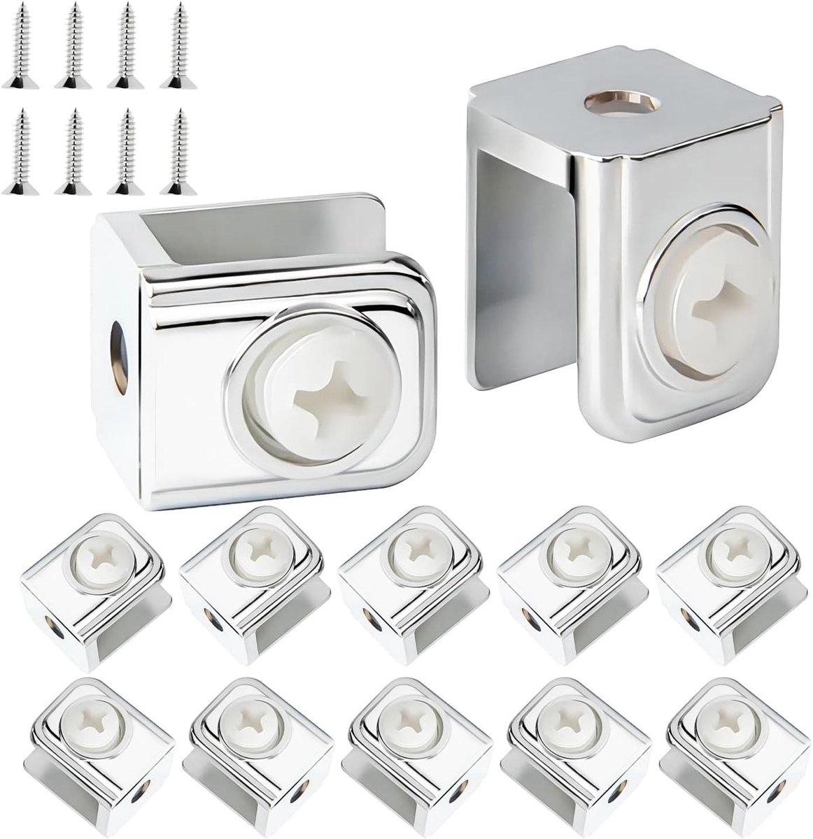 12 stuks glazen klem clips voor glazen platen, wandplanken en meubelsteunen voor 5-10mm glas