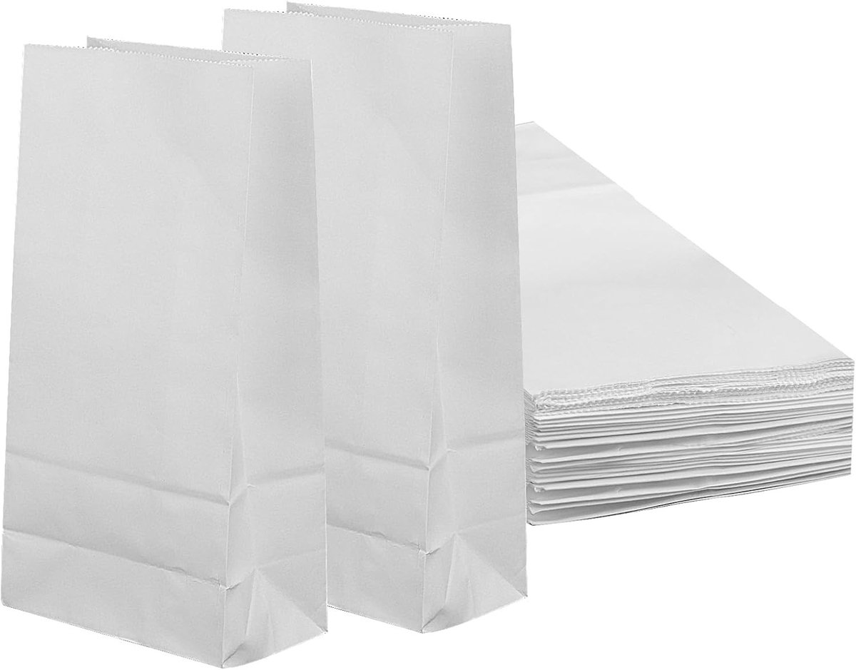 200 Stuks Witte Kraft Papieren Tassen 9x5.5x18cm voor Voedsel, Cadeaus en Feestjes