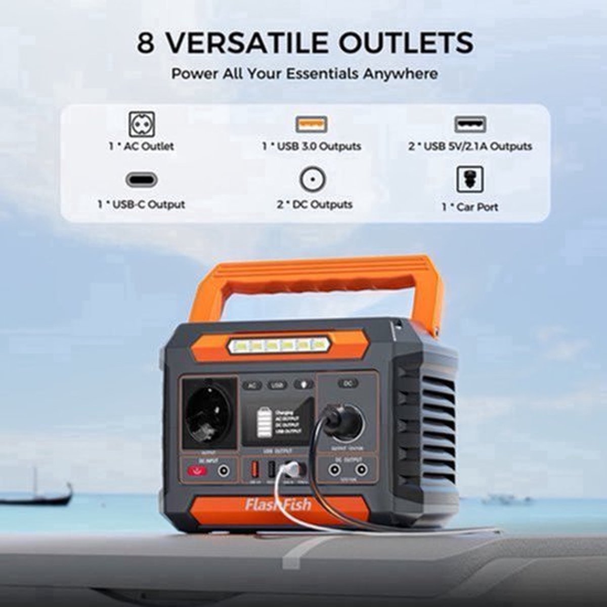 Powerstation – Mobiele Generator – Draagbare Accu – Zonne-energieapparaat – Noodstroomvoorziening – 300W Continu 600W Piek – Zuivere Sinusgolf AC – Intelligente Temperatuurregeling – Compact & Lichtgewicht