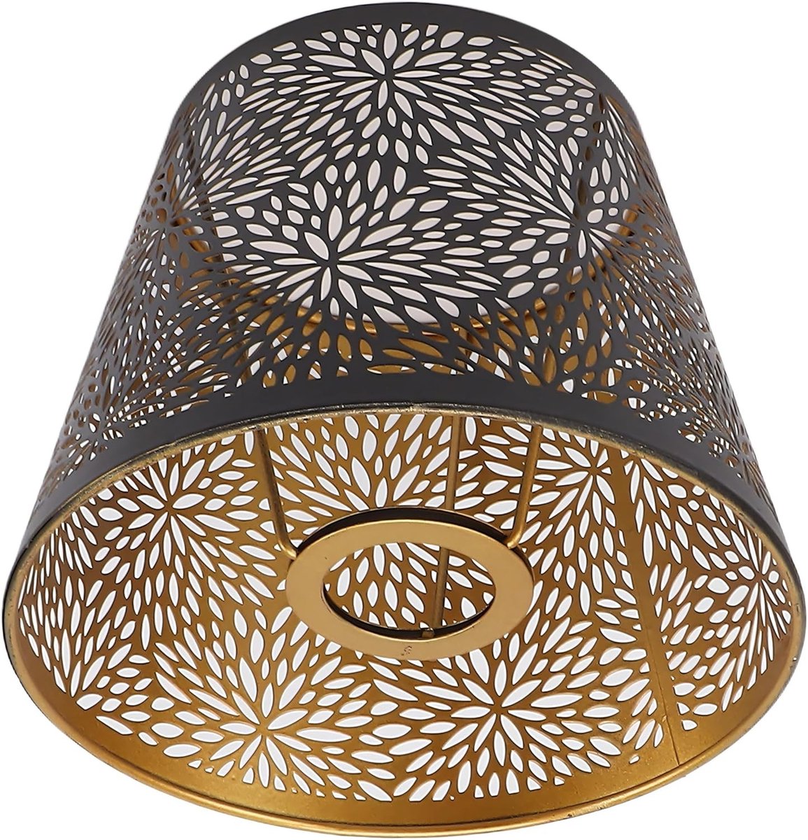 Lampenkap - Zwart - 15 cm x 13 cm x 19 cm - Metalen Natuurpatroon - Voor Tafellamp met E27-fitting