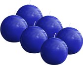 Bolsius - Glanzende bol kaarsen - 6 Stuks - Blauw - 7cm - 16 Branduren