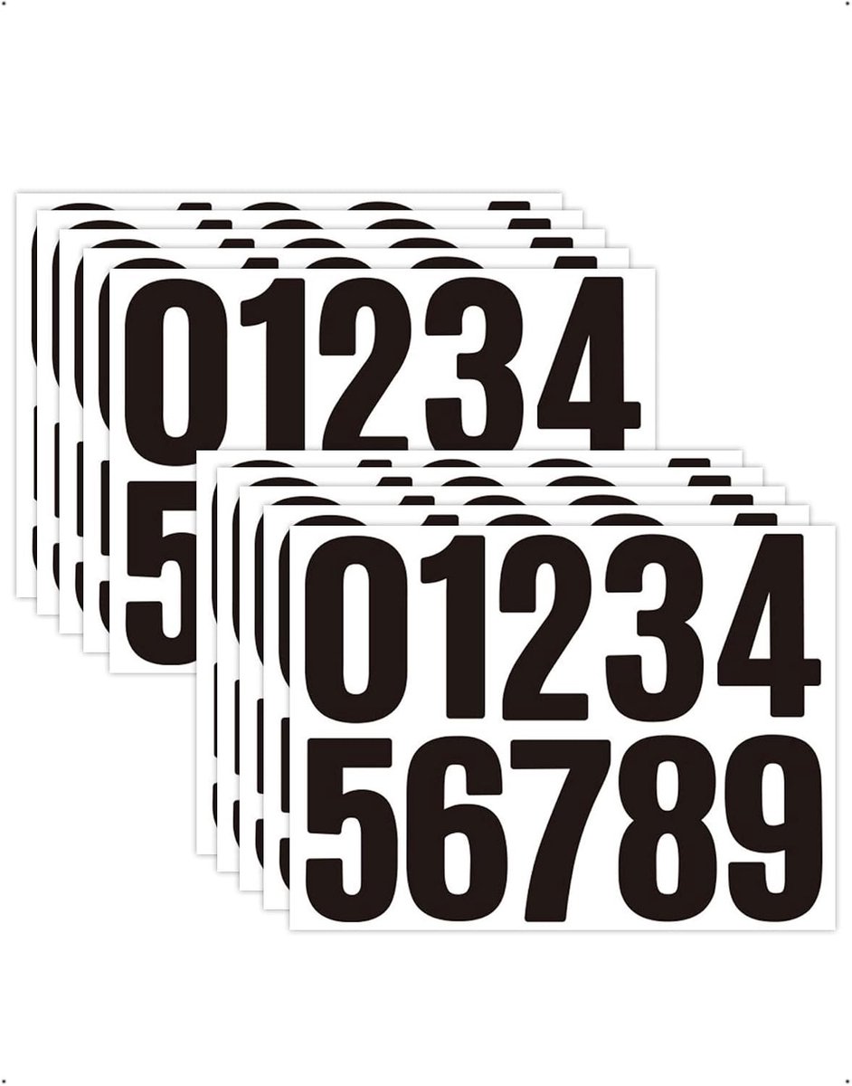 Cijferstickers - Zwart - 10 Vellen - Weerbestendig Vinyl - Voor Huisnummers en Identificatie