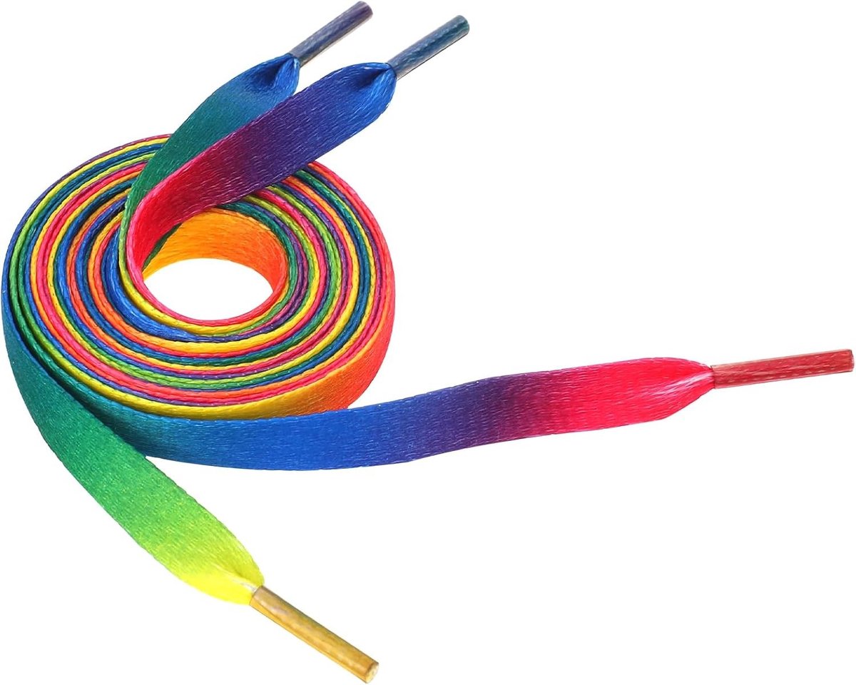 4 Paar Kleurige Regenboog Veters, Mode Sneakers Veters, 120cm Platte Regenboog Gradient Veters voor Volwassenen, Ideaal voor Sneakers en Sportieve Schoenen
